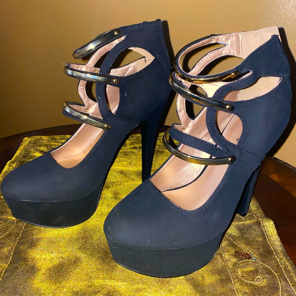 Gently used velvet platform heels
